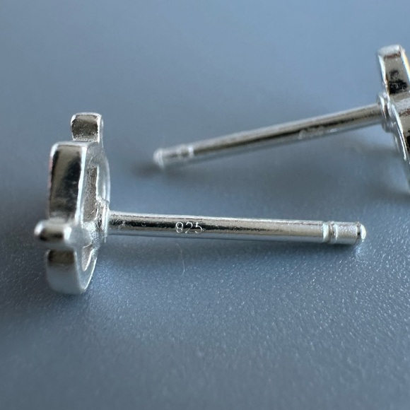 Sterling Silver Pretzel Heart Stud Earrings - Picture 7 of 14